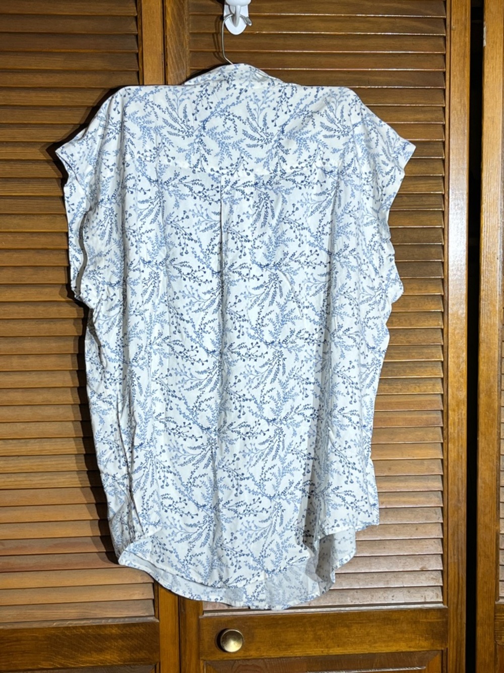 Jachs White Blouse with Blue Leaf Print - Picture 4 of 6